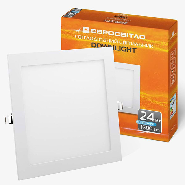Фото - Светодиодный светильник Євросвітло точечный врезной 24Вт квадрат LED-S-300-24 4200К (000039192)
