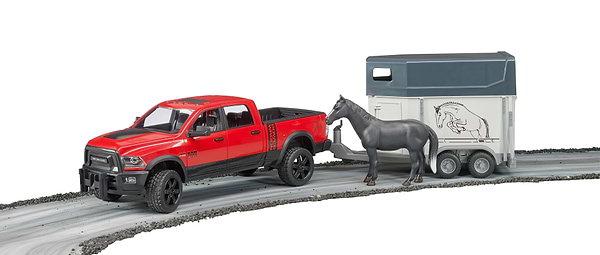 Фото - Автотранспорт BRUDER Автомобіль RAM 2500 з причіпом-трейлером та конем (40744)