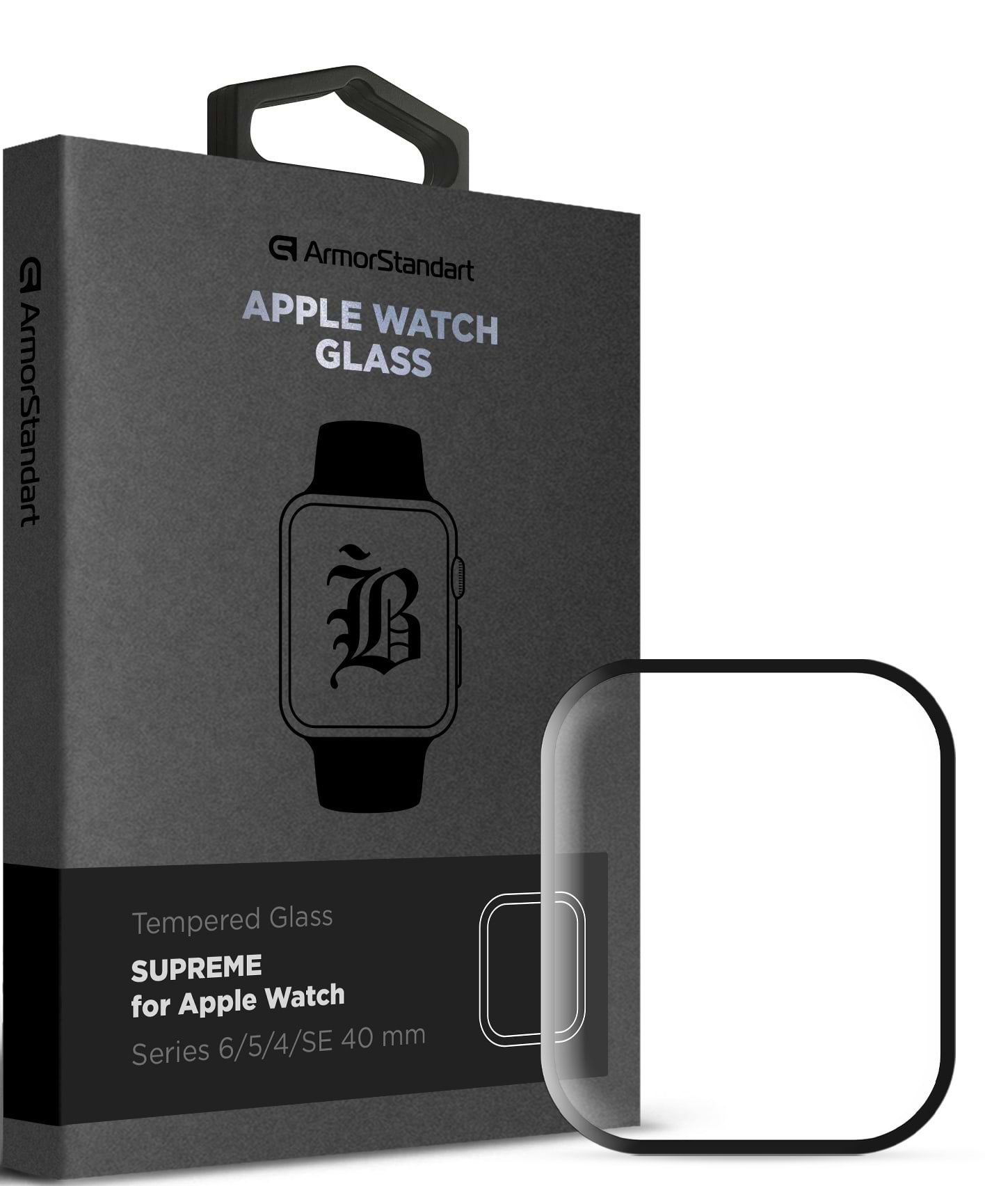Защитное стекло для смарт-часов Armorstandart Supreme Black Icon for Apple Watch Series 6/5/4/SE 40 mm (ARM77082) - Фото 1