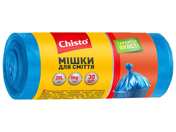 Фото - Пакет для сміття Chisto Міцні 20лх30 шт. (4823098407805)