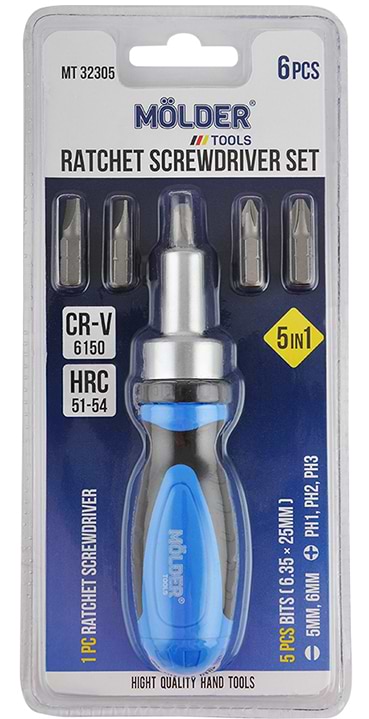 Фото - Викрутка зі змінними бітами Molder 5 в 1 (MT32305)
