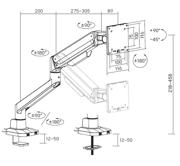 Фото - Крепление настольное OfficePro MA601B Black