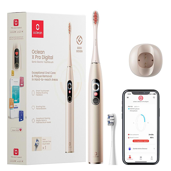 Фото - Зубна щітка електрична Oclean X Pro Digital Electric Toothbrush Champagne Gold (6970810552553)