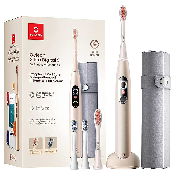 Фото - Зубна щітка електрична Oclean X Pro Digital Set Electric Toothbrush Champagne Gold (6970810552577)
