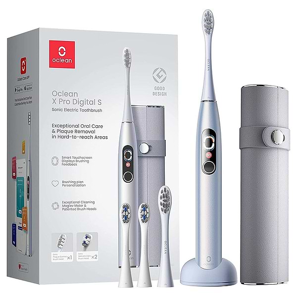 Фото - Зубна щітка електрична Oclean X Pro Digital Set Electric Toothbrush Glamour Silver (6970810552584)
