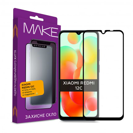 Захисне скло для смартфону MAKE Full Cover Full Glue Xiaomi Redmi 12С