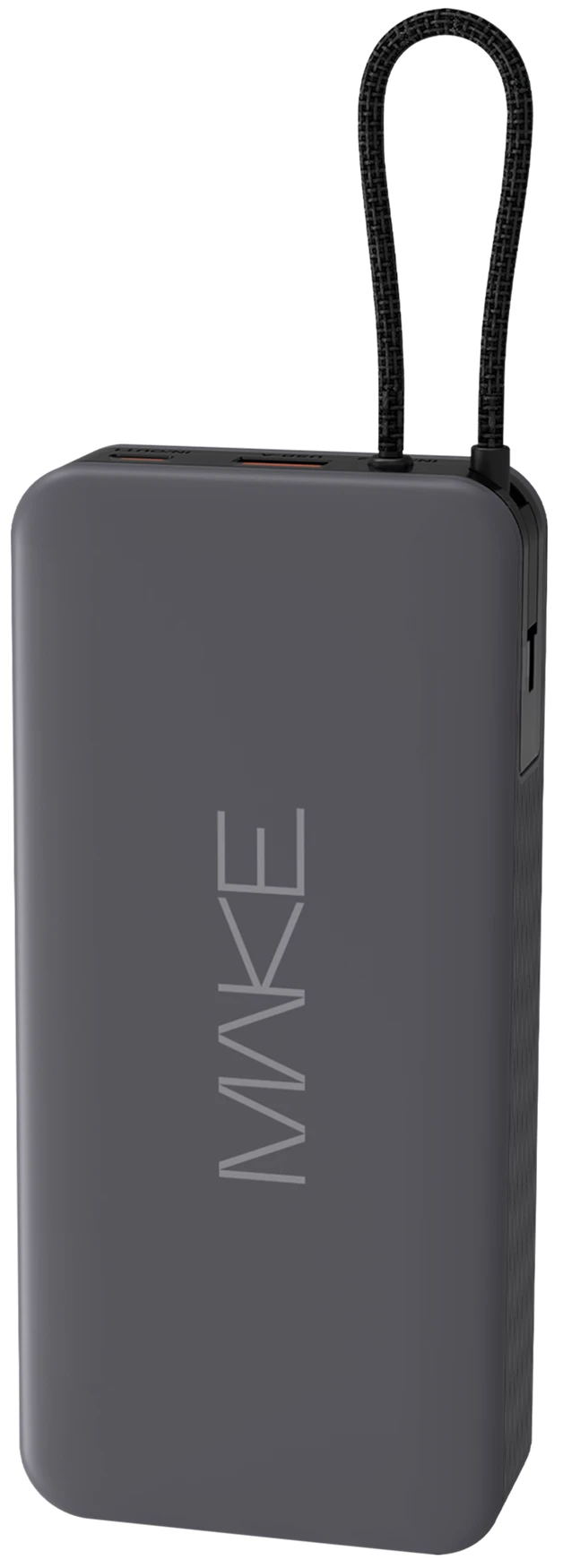 Батарея мобільна MAKE 10000mAh 22.5W Built-in Cable Gray (MPB-109GR)