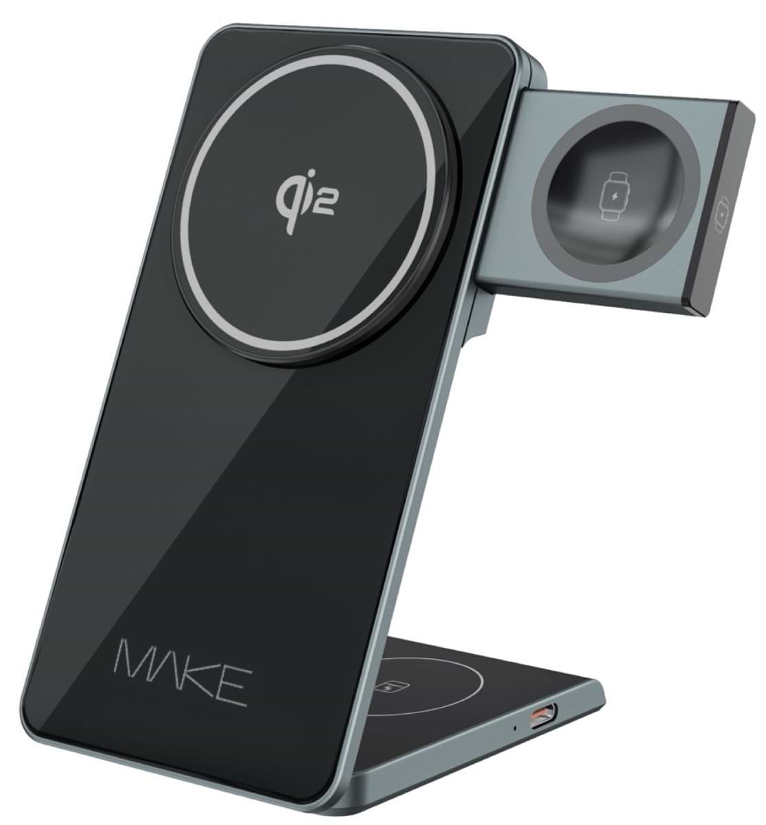 Бездротовий зарядний пристрій MAKE Qi2 3в1 15W PS3 (MQI-P102WH) - Фото 1