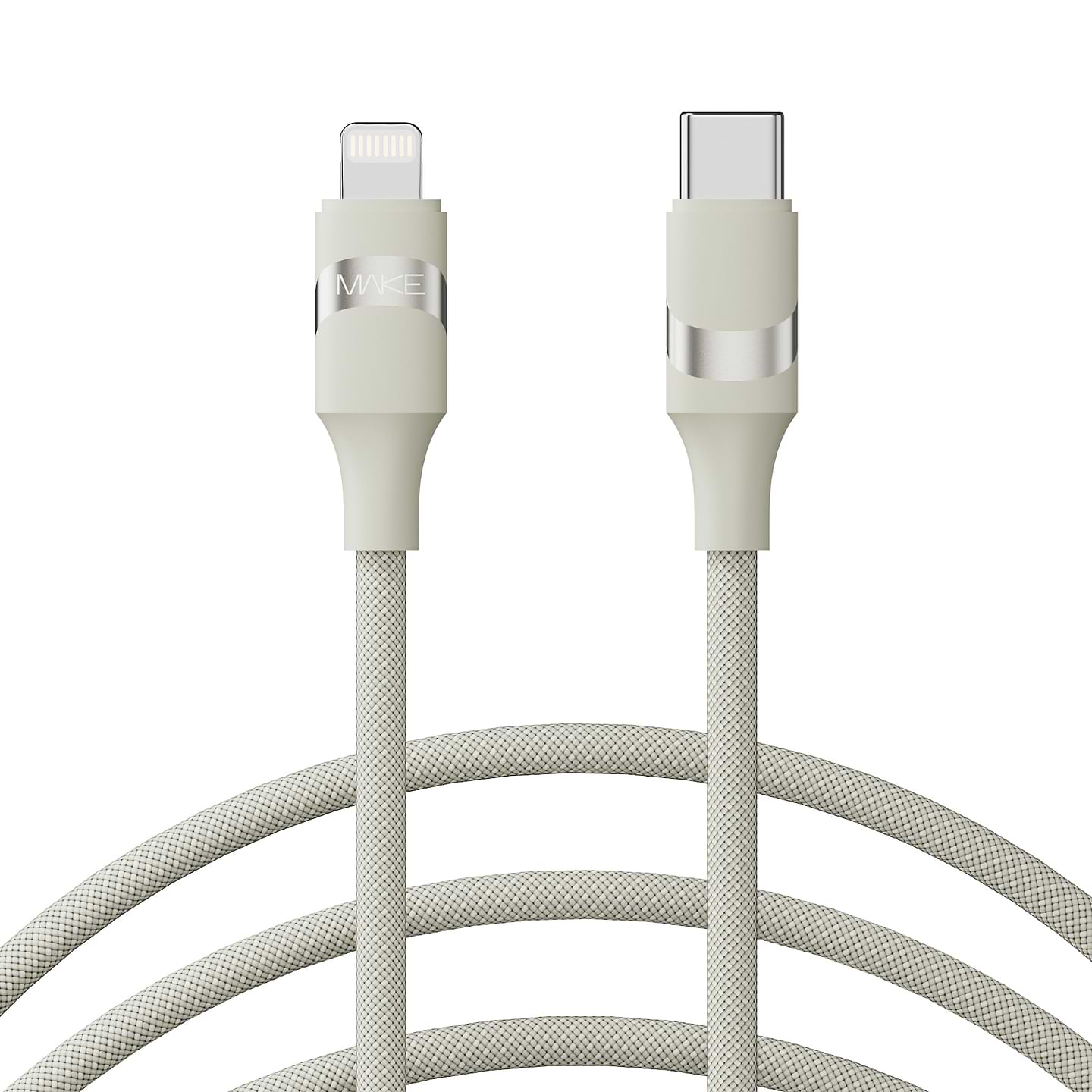 Кабель MAKE Type-C to Lightning 30W 1м Braid Beige (MCB-LB2BG)