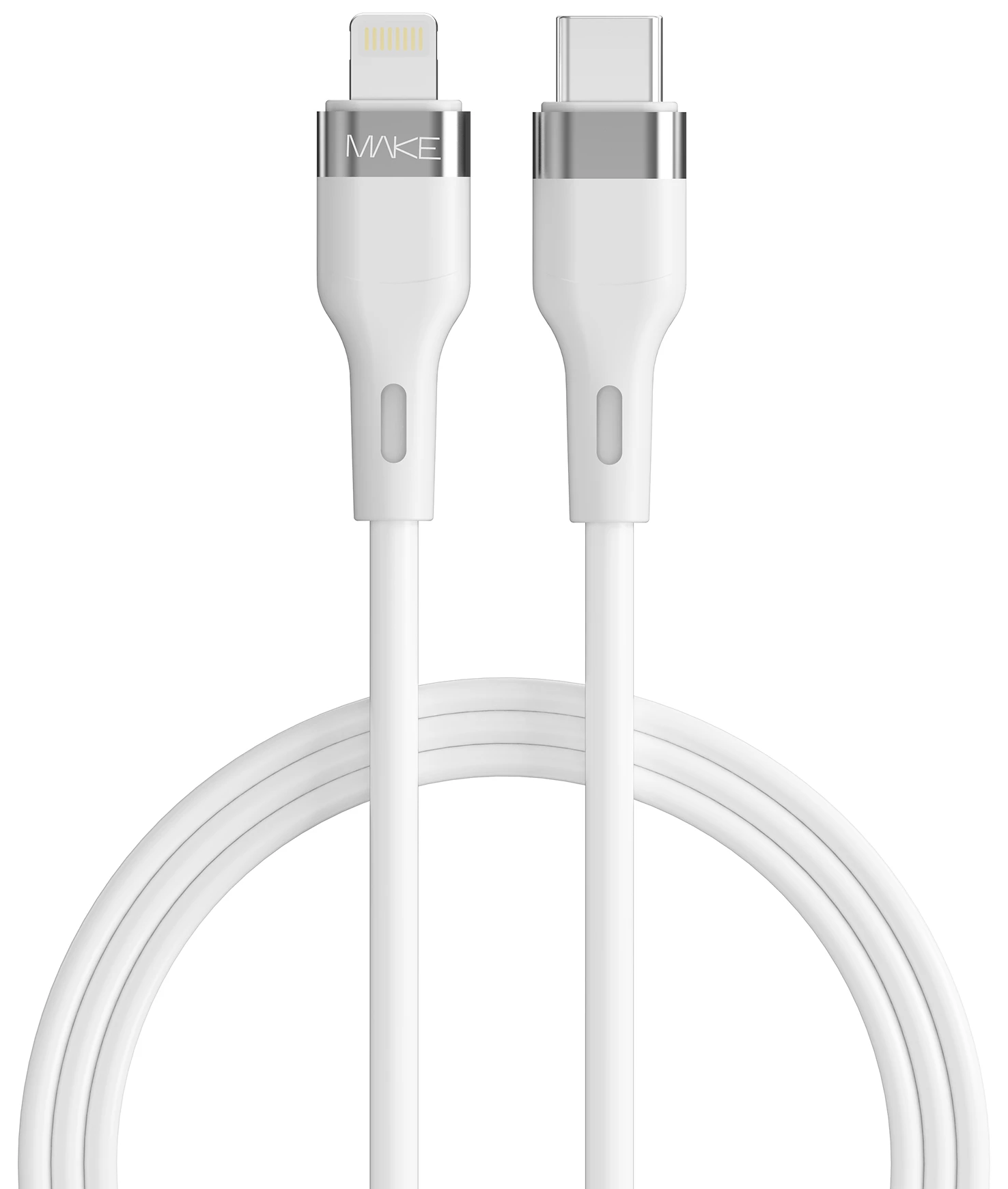 Кабель MAKE Type-C to Lightning 30W 1м Silicone White (MCB-LS1WH)