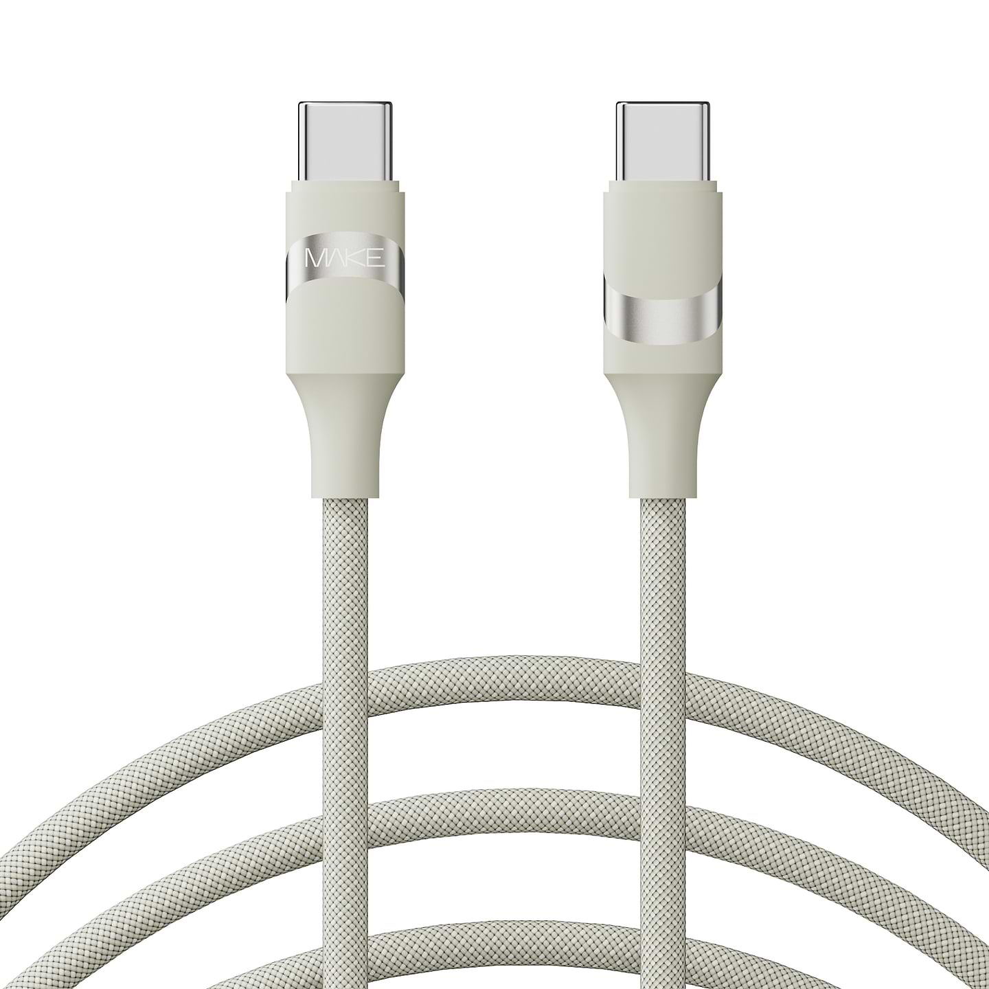 Кабель MAKE Type-C to Type-C PD 60W 1м Braid Beige (MCB-CB2BG)