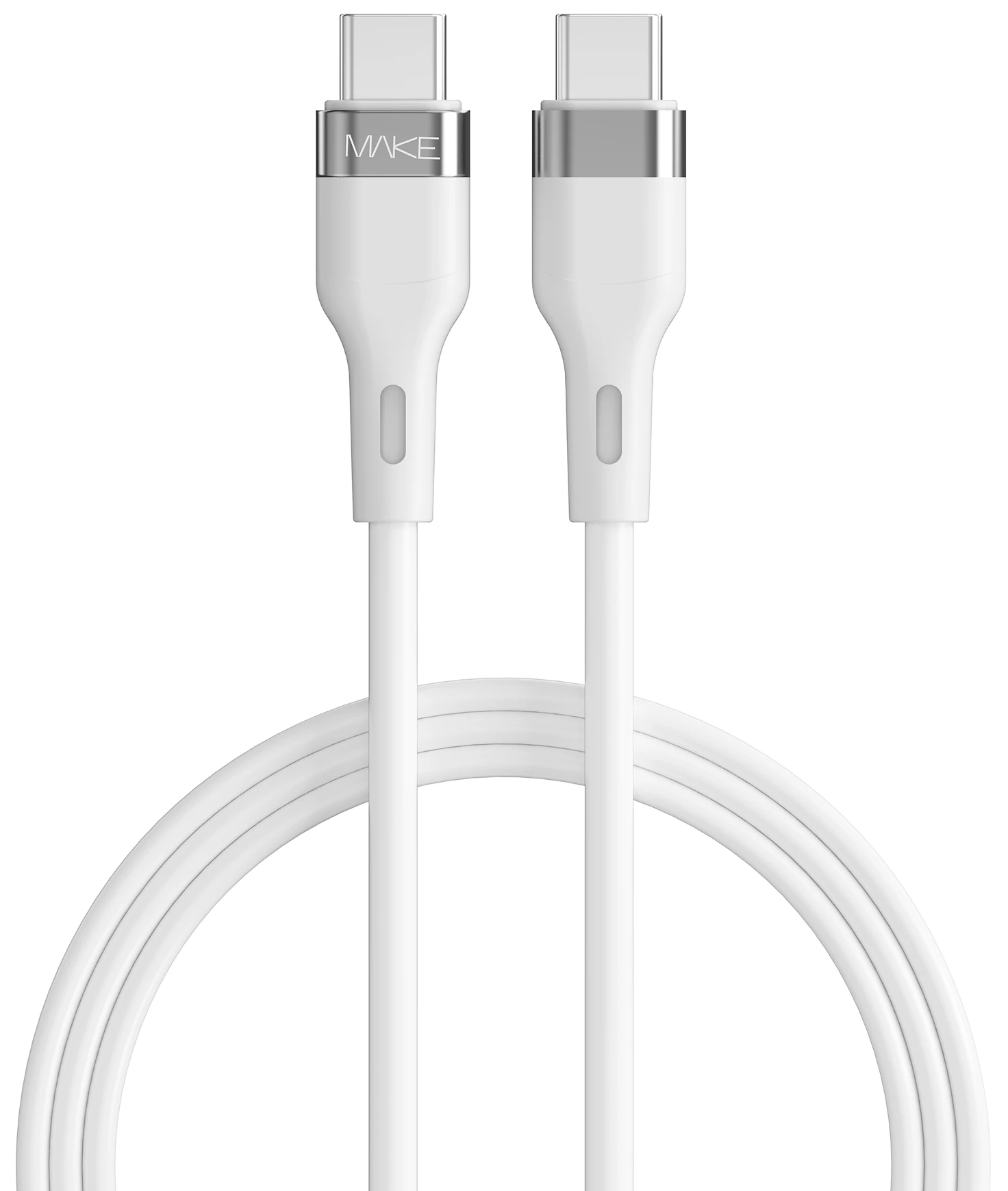 Кабель MAKE Type-C to Type-C PD 60W 1м Silicone White (MCB-CS2WH)