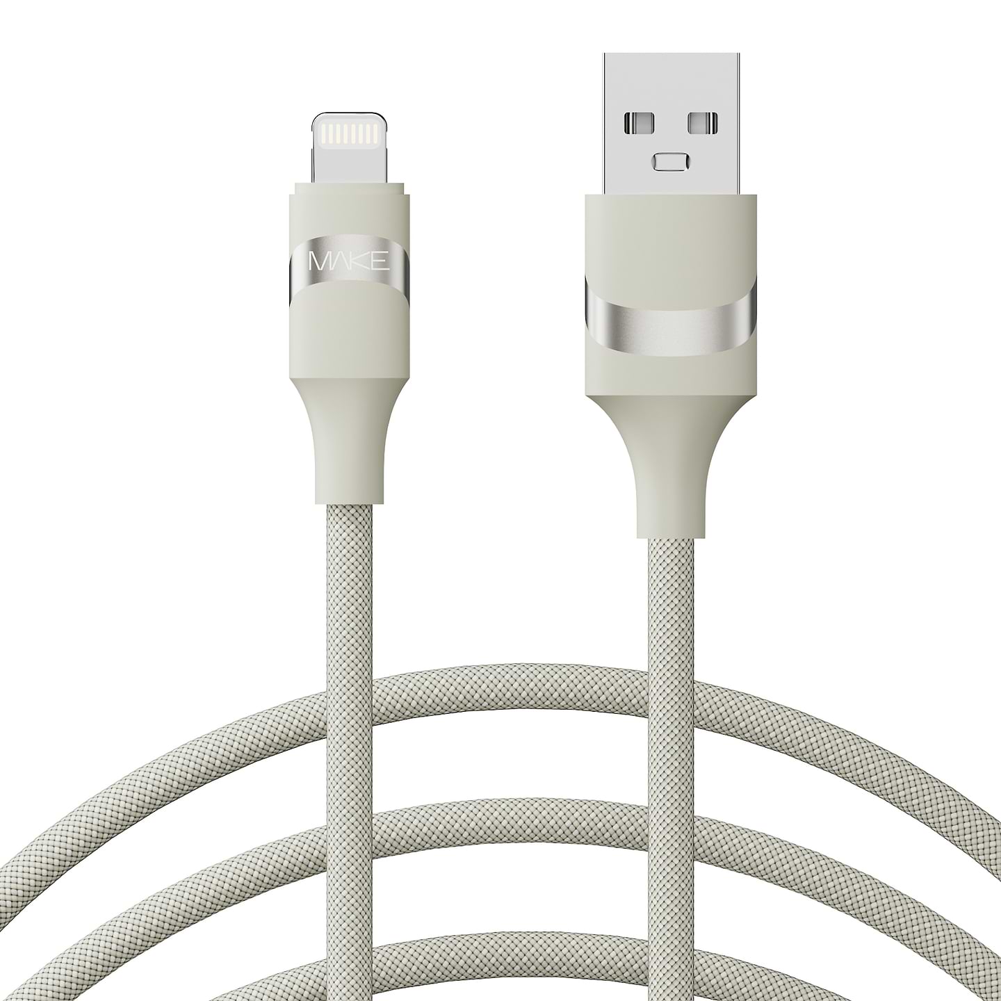 Кабель MAKE USB to Lightning 2.4A 1м Braid Beige (MCB-LB1BG)