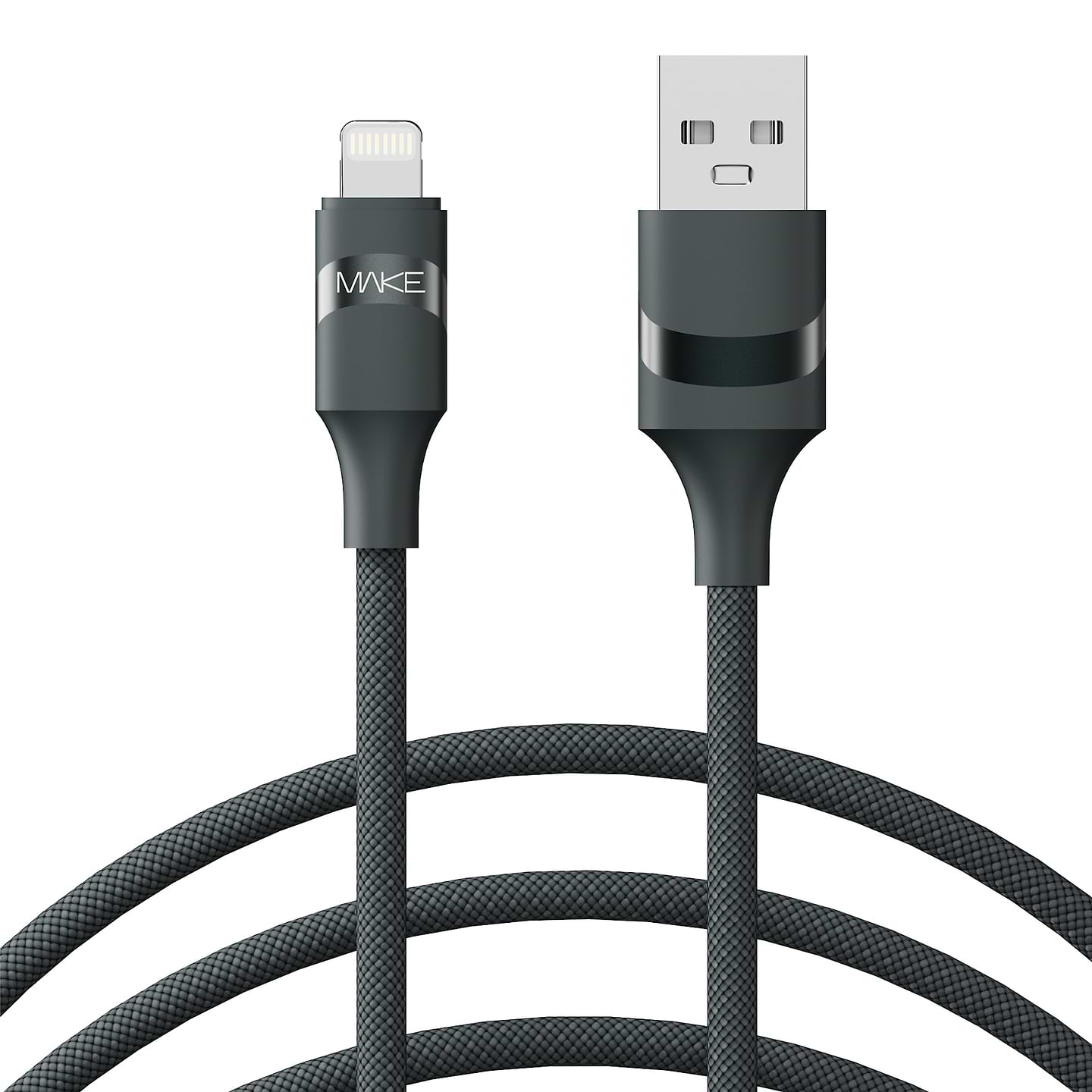 Кабель MAKE USB to Lightning 2.4A 1м Braid Black (MCB-LB1BK)