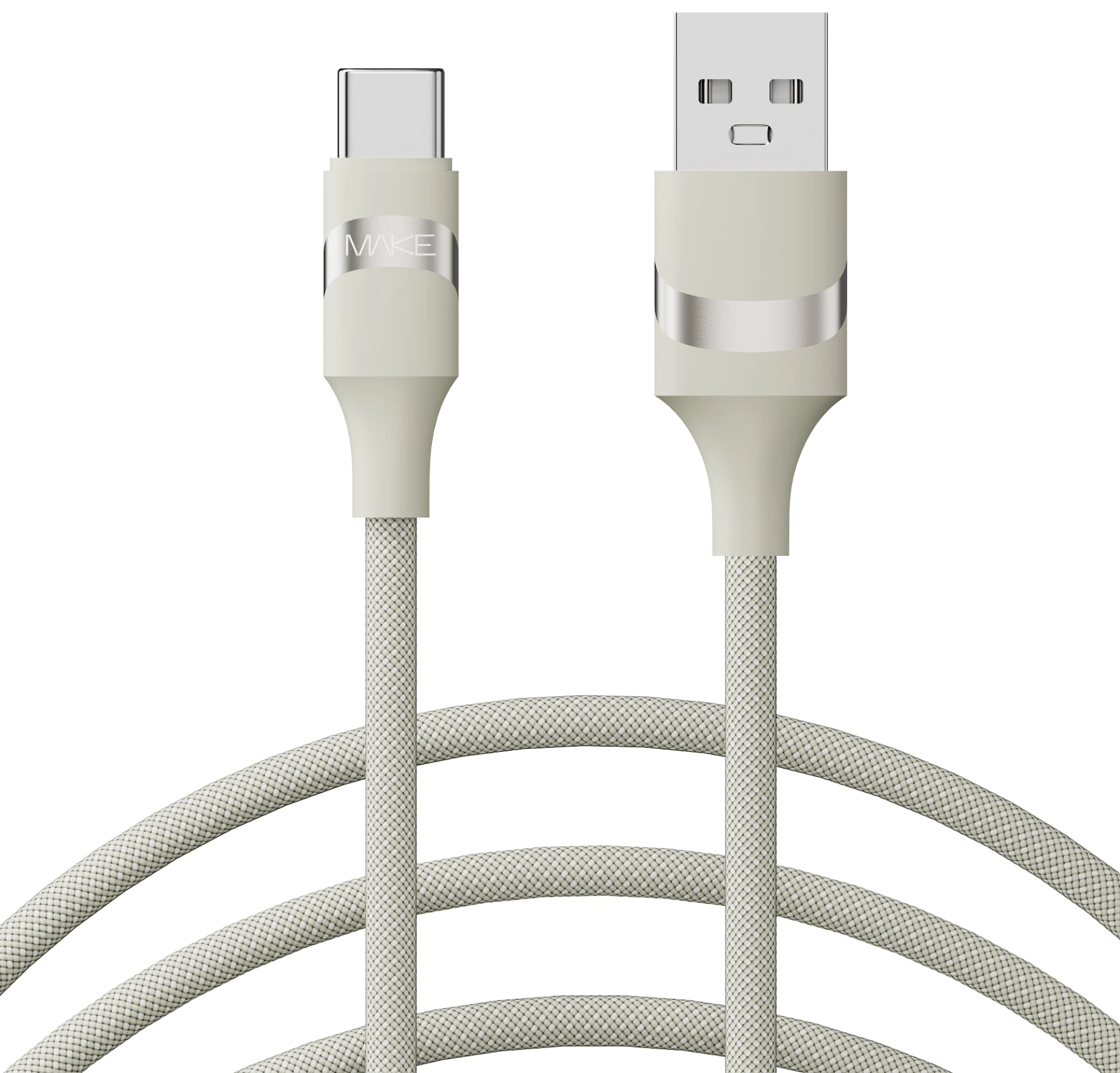 Кабель MAKE USB to Type-C 3A 1м Braid Beige (MCB-CB1BG)