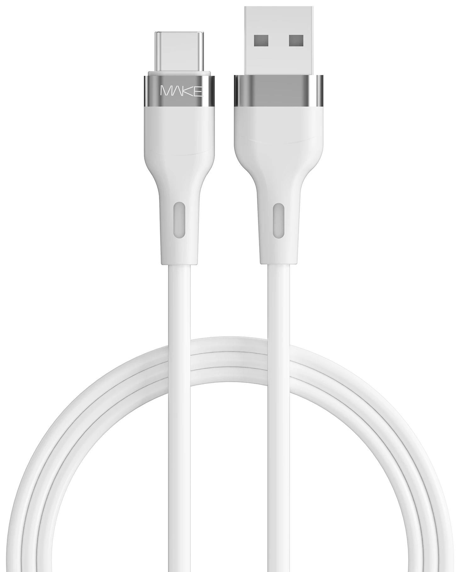 Кабель MAKE USB to Type-C 3A 1м Silicone White (MCB-CS1WH)