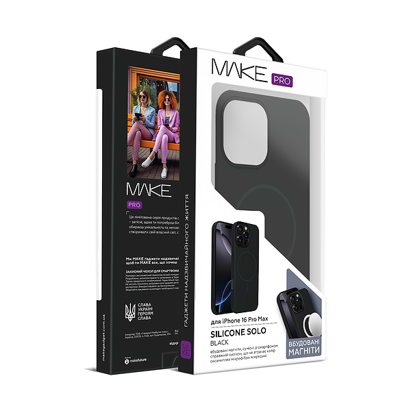 Фото - Чохол для смартфону MAKE for Apple iPhone 16 Pro Max Silicone Solo Black (MCSO-AI16PMBK)