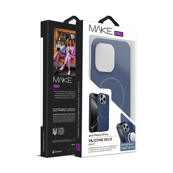 Фото - Чохол для смартфону MAKE for Apple iPhone 16 Pro Silicone Solo Navy Blue (MCSO-AI16PNV)