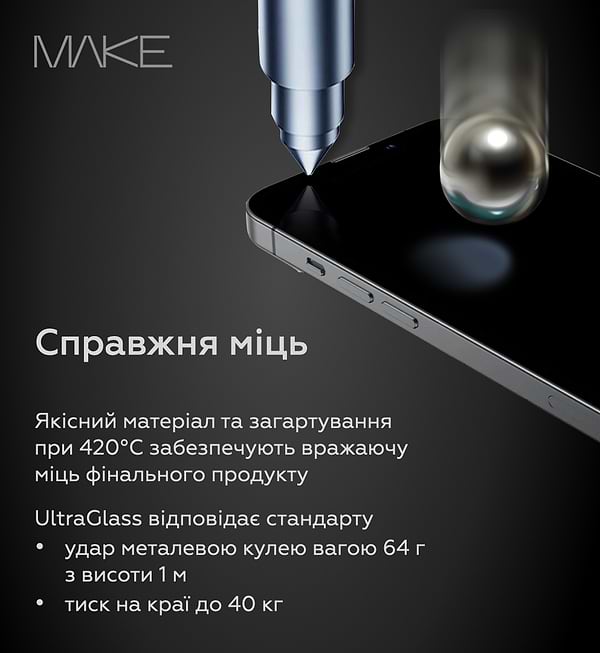 Фото - Захисне скло для смартфону MAKE Ultra Glass Apple iPhone 16 Plus (MGU-AI16PL)