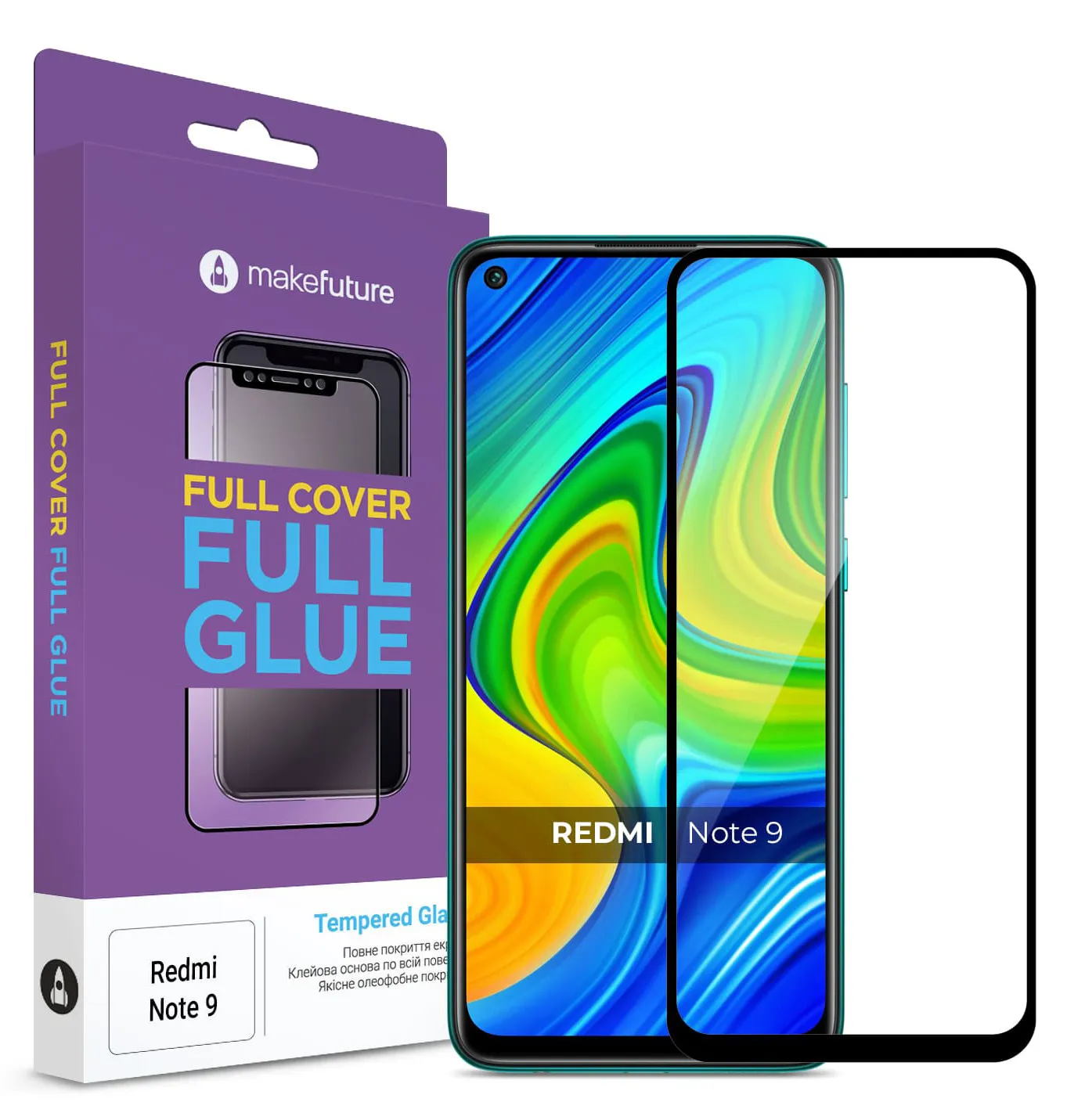 Захисне скло для смартфону MakeFuture Xiaomi Redmi Note 9 Full Cover Full Glue (MGF-XRN9)