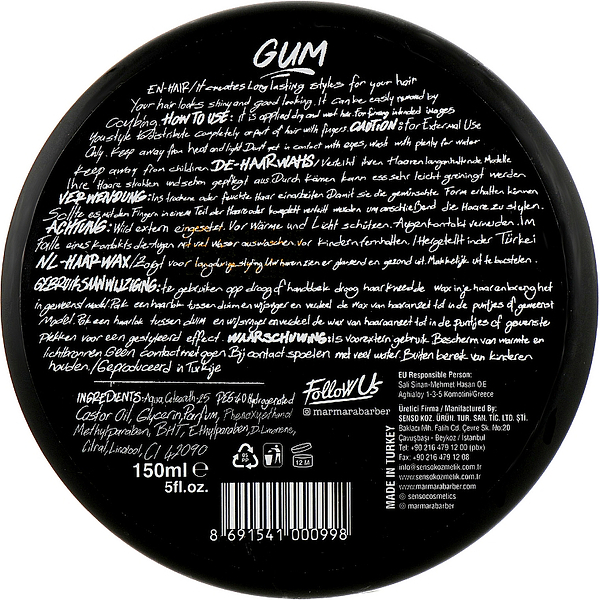 Фото - Віск для укладки волосся Marmara Barber Aqua Wax Gum 150 мл (8691541000998)