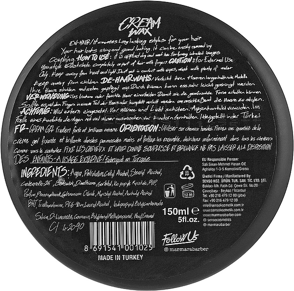 Фото - Крем для укладки волосся Marmara Barber Cream Wax 150 мл (8691541008741)