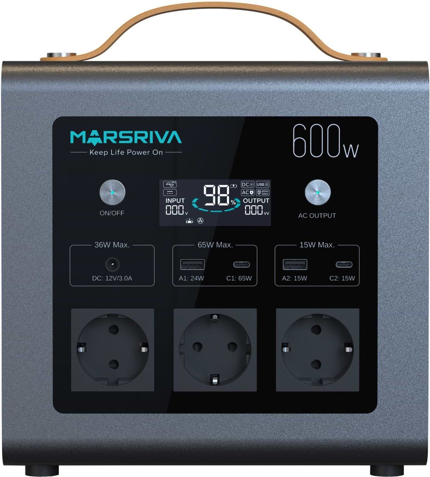 Зарядна станція універсальна Marsriva MP6 Plus (600 Вт, 512 Вт/год)
