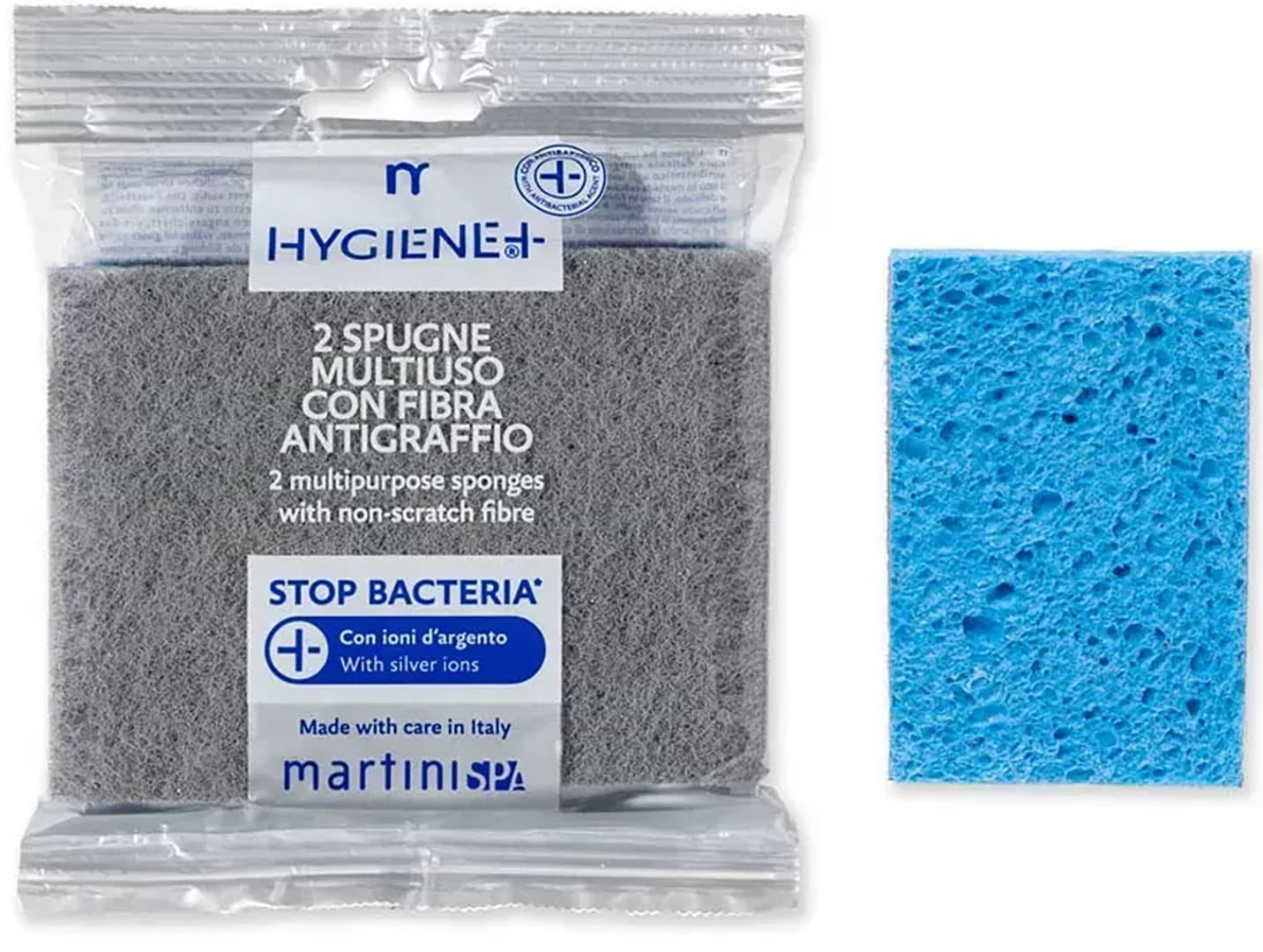 Набор губок целлюлозных для мытья посуды MARTINI SPA HYGIENE+ 2 Multipurpose Sponges With Non-Scratch Fibre (7083HYG)