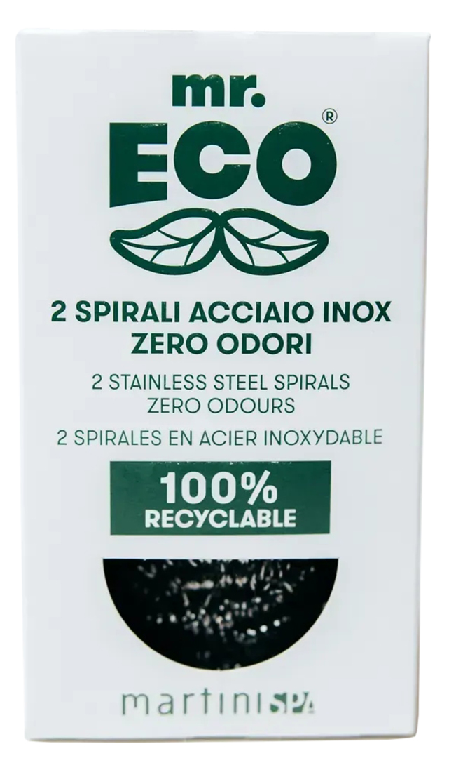 Губка для мытья посуды металлическая MARTINI SPA Mr.Eco 2 Stainless Steel Spirals Zero Odours (0203MRE)