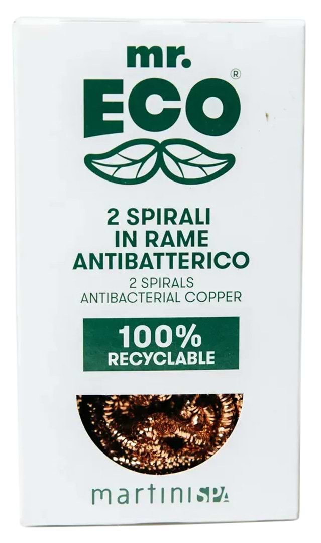 Губка для мытья посуды металлическая MARTINI SPA Mr.Eco 2 Spirals Antibacterial Copper (7226MRE)
