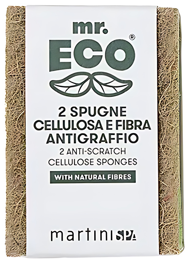 Губка для мытья посуды целлюлозная MARTINI SPA Mr.Eco 2 Non-Scratch Fibre And Cellulose Sponges (7228MRE)