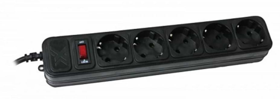 Сетевой фильтр Maxxter SPM5-G-10B черный, 3 м кабель, 5 розеток