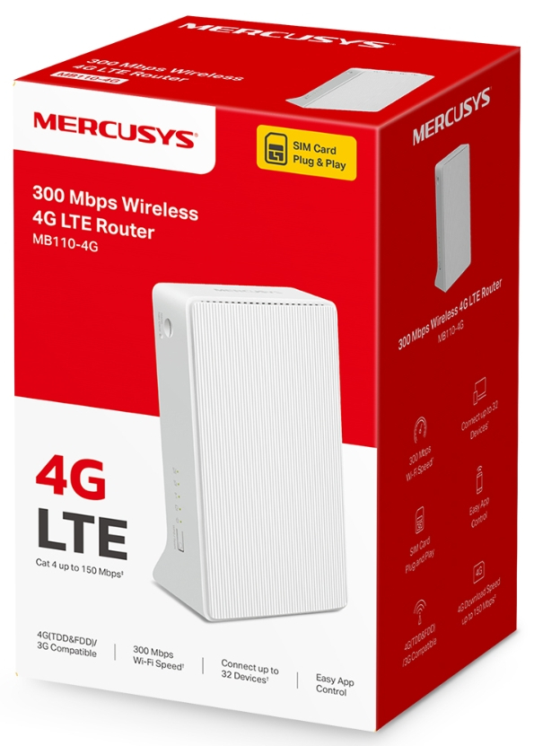 Фото - Маршрутизатор інтернет WiFi4+4G Mercusys MB110-4G