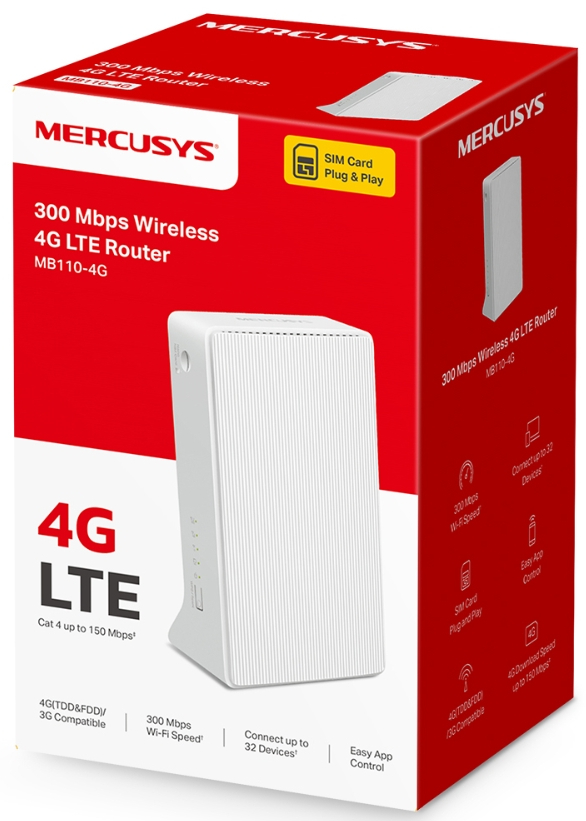 Фото - Маршрутизатор інтернет WiFi4+4G Mercusys MB112-4G