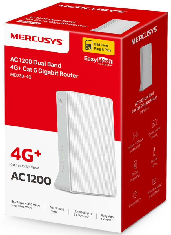 Фото - Маршрутизатор інтернет WiFi5+4G Mercusys MB230-4G