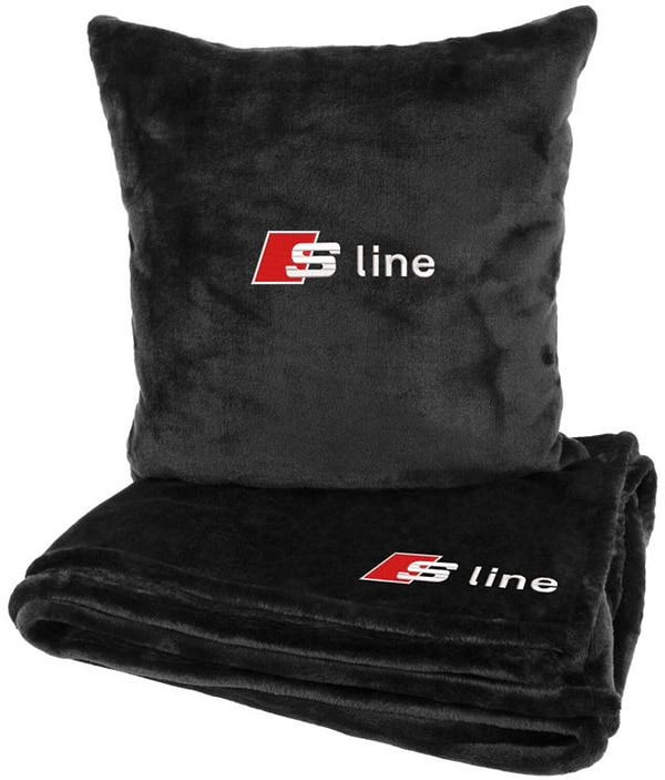 Фото - Набір плед + подушка в авто EVAtech M для Audi S-Line чорні MBLMPSMBV004
