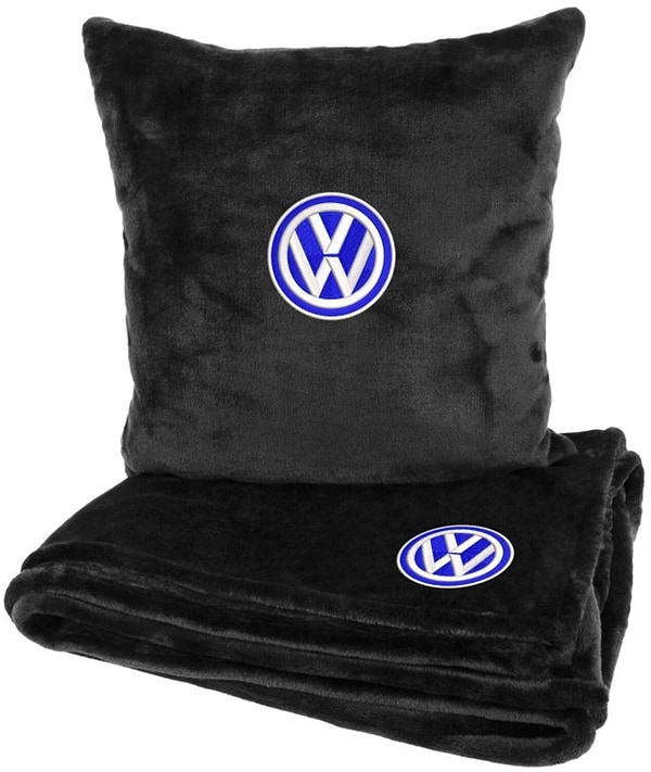 Фото - Набор плед + подушка в авто EVAtech M для Volkswagen черные MBLMPSMBV033