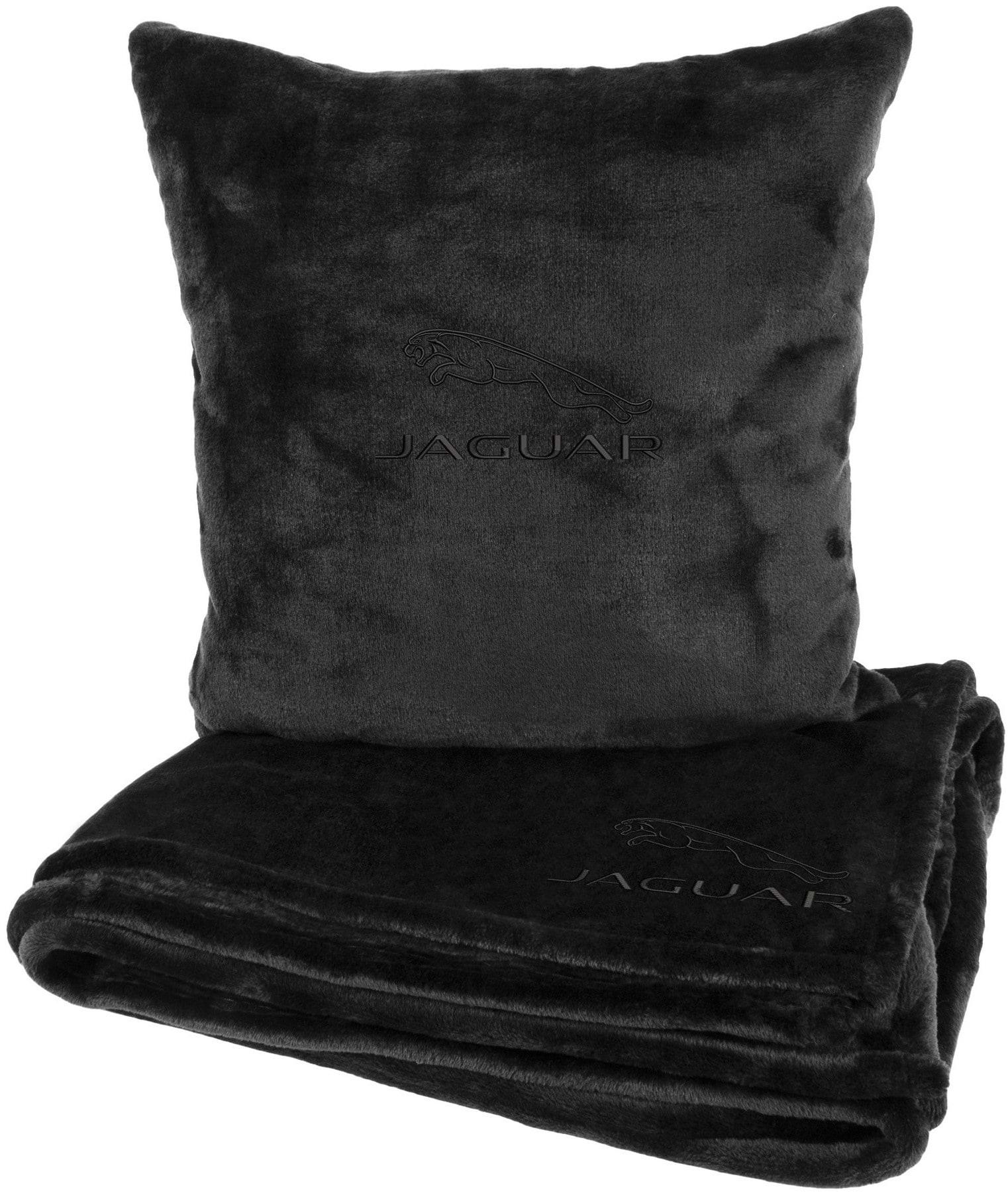 Набір плед + подушка в авто EVAtech із махри M для Jaguar чорні MBLMPSMBV050