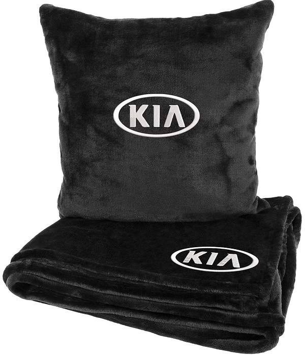 Фото - Набор плед + подушка в авто EVAtech из махры M для Kia черные MBLMPSMBV051