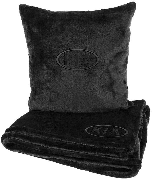 Фото - Набор плед + подушка в авто EVAtech из махры M для Kia черные MBLMPSMBV052
