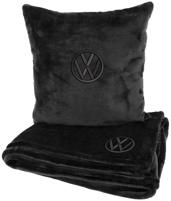 Фото - Набір плед + подушка в авто EVAtech M для Volkswagen чорні MBLMPSMBV124
