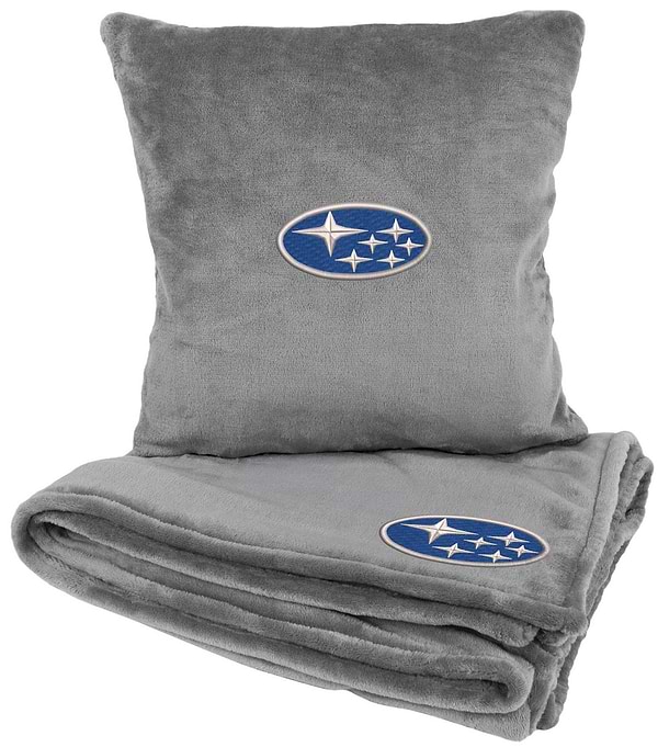 Фото - Набор плед + подушка в авто EVAtech из махры M для Subaru серые MBLMPSMGV029