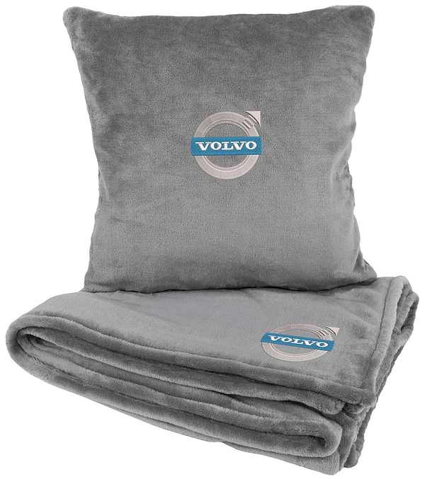 Фото - Набор плед + подушка в авто EVAtech из махры M для Volvo серые MBLMPSMGV034