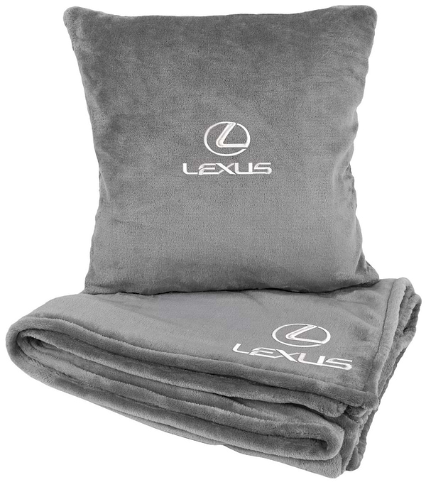 Фото - Набір плед + подушка в авто EVAtech із махри M для Lexus сірі MBLMPSMGV035