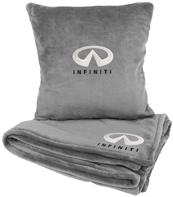 Фото - Набор плед + подушка в авто EVAtech из махры M для Infiniti серые MBLMPSMGV036