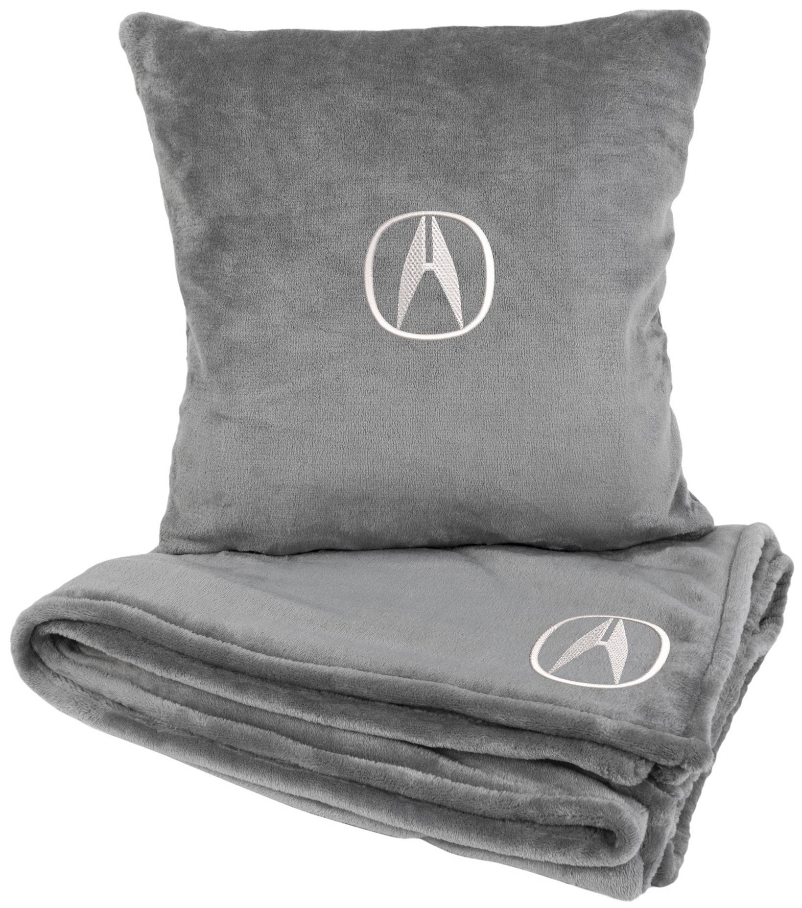 Набор плед + подушка в авто EVAtech из махры M для Acura серые MBLMPSMGV045