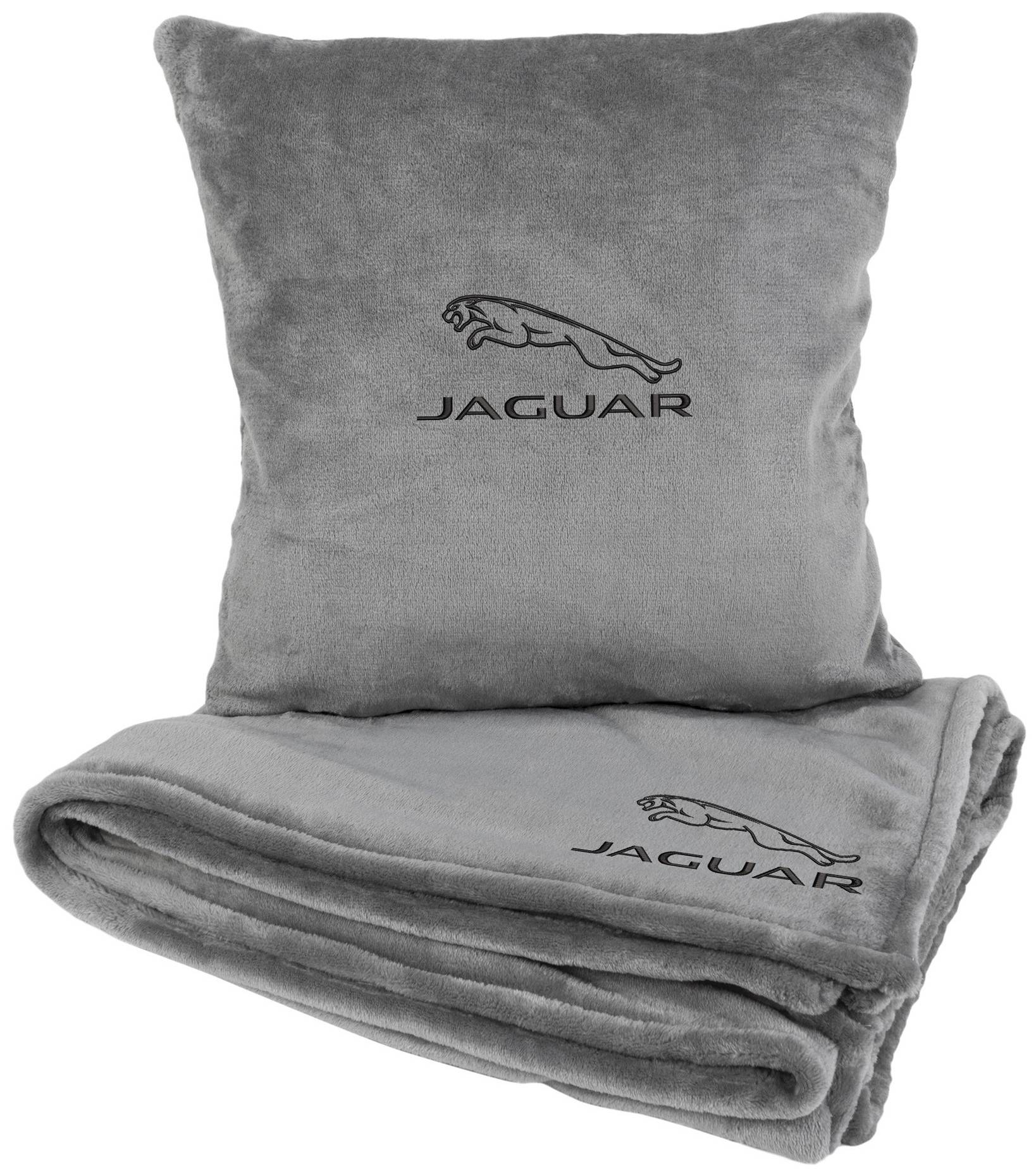 Набор плед + подушка в авто EVAtech из махры M для Jaguar серые MBLMPSMGV050