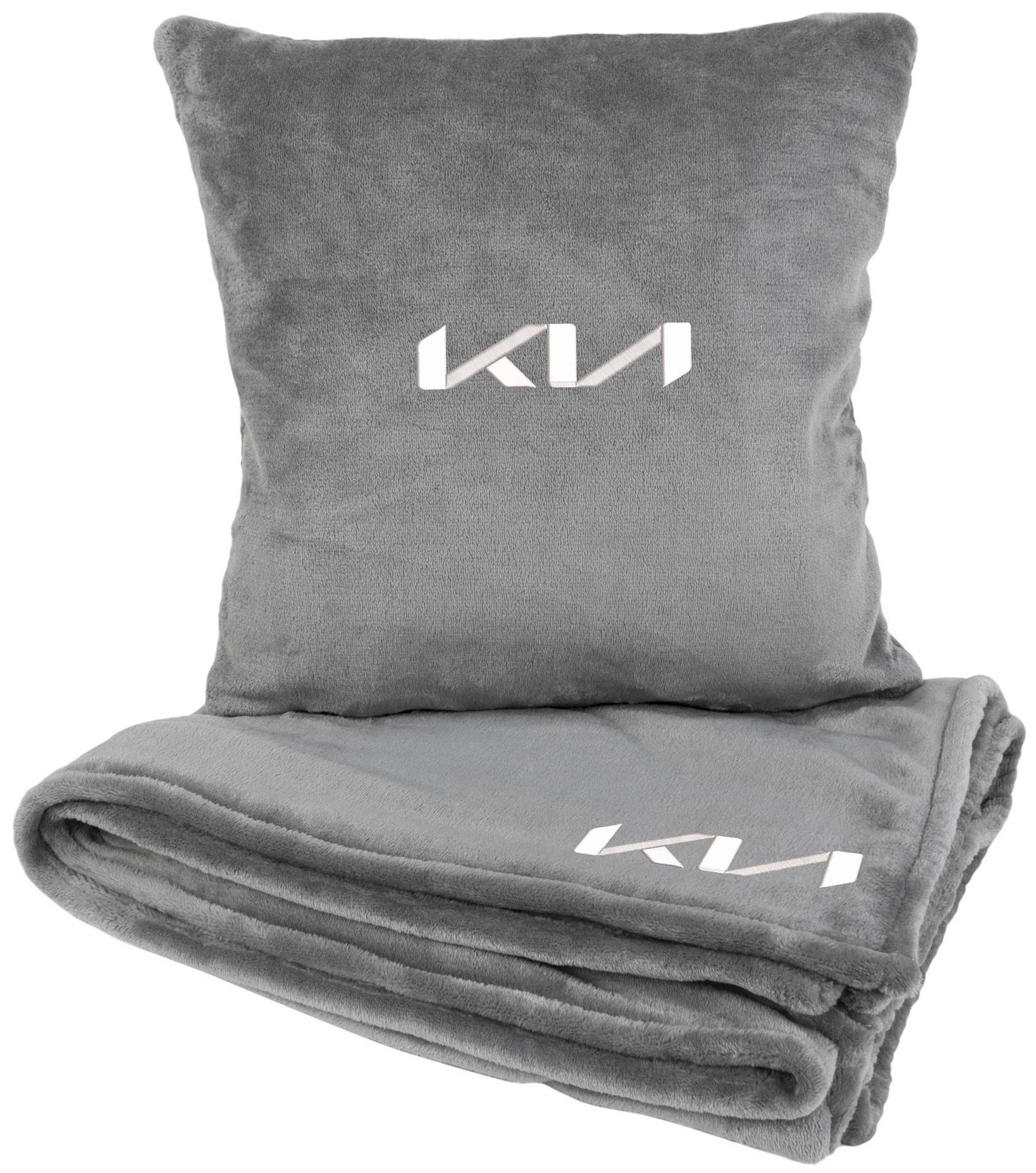 Набор плед + подушка в авто EVAtech из махры M для Kia серые MBLMPSMGV054