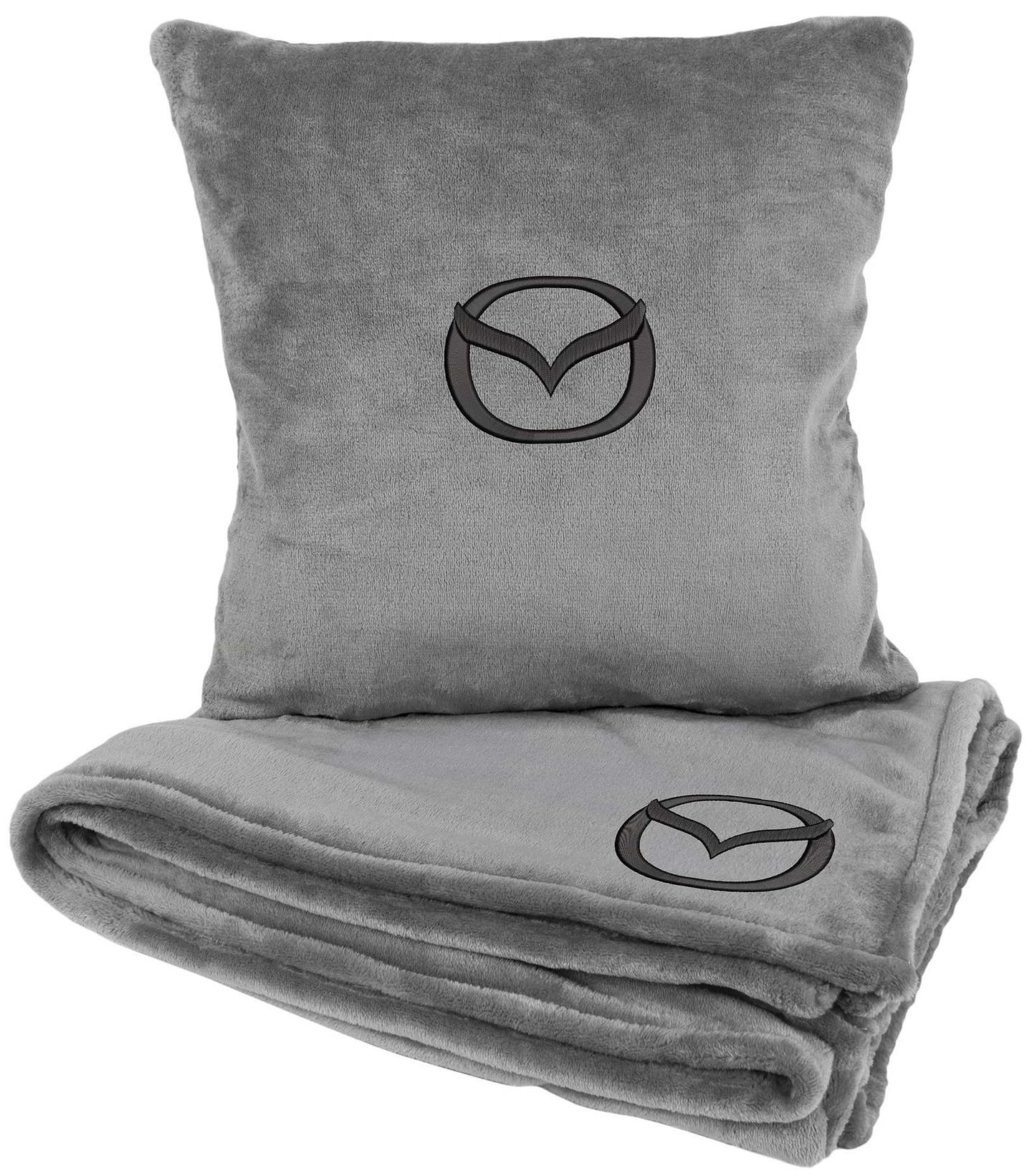 Набор плед + подушка в авто EVAtech из махры M для Mazda серые MBLMPSMGV100