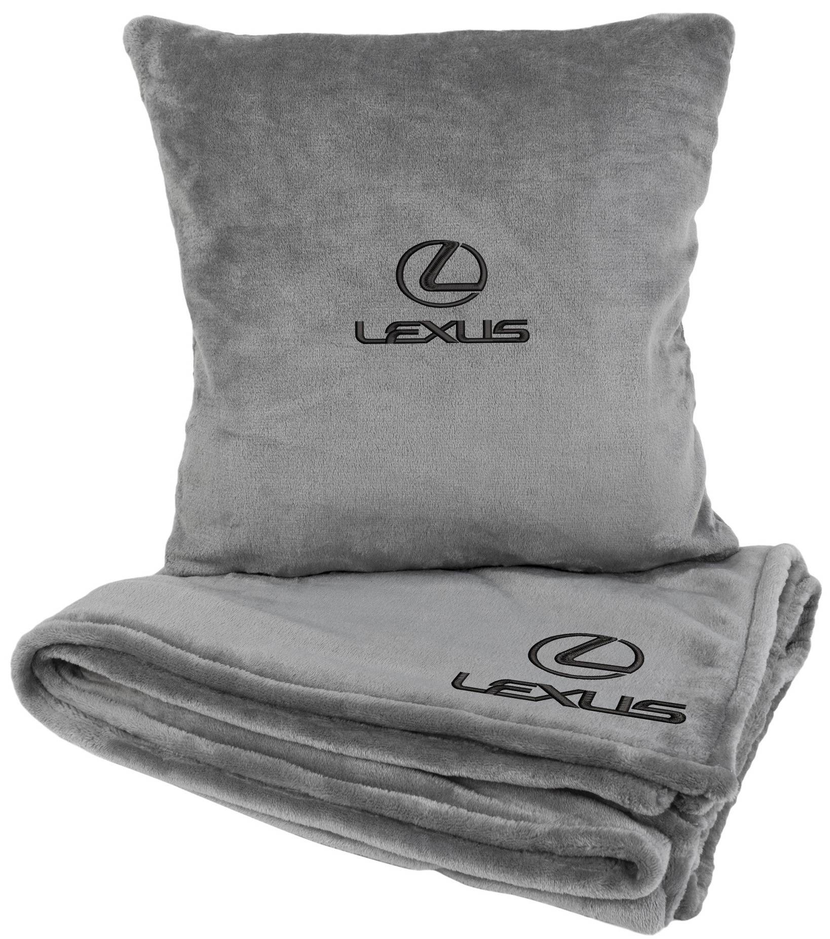 Набір плед + подушка в авто EVAtech із махри M для Lexus сірі MBLMPSMGV114